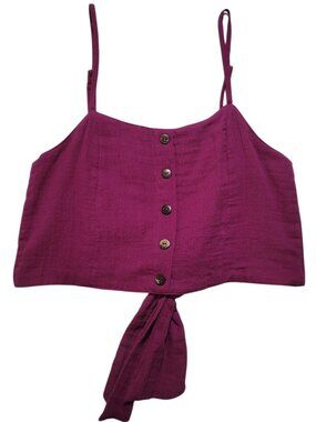 Lotus & Luna Cruisin Crop Top Viva Magenta Cotton Gauze Boho Top Large Coastal